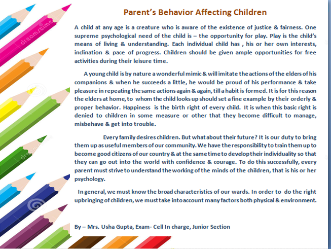 Parent’s Behavior Affecting Children
